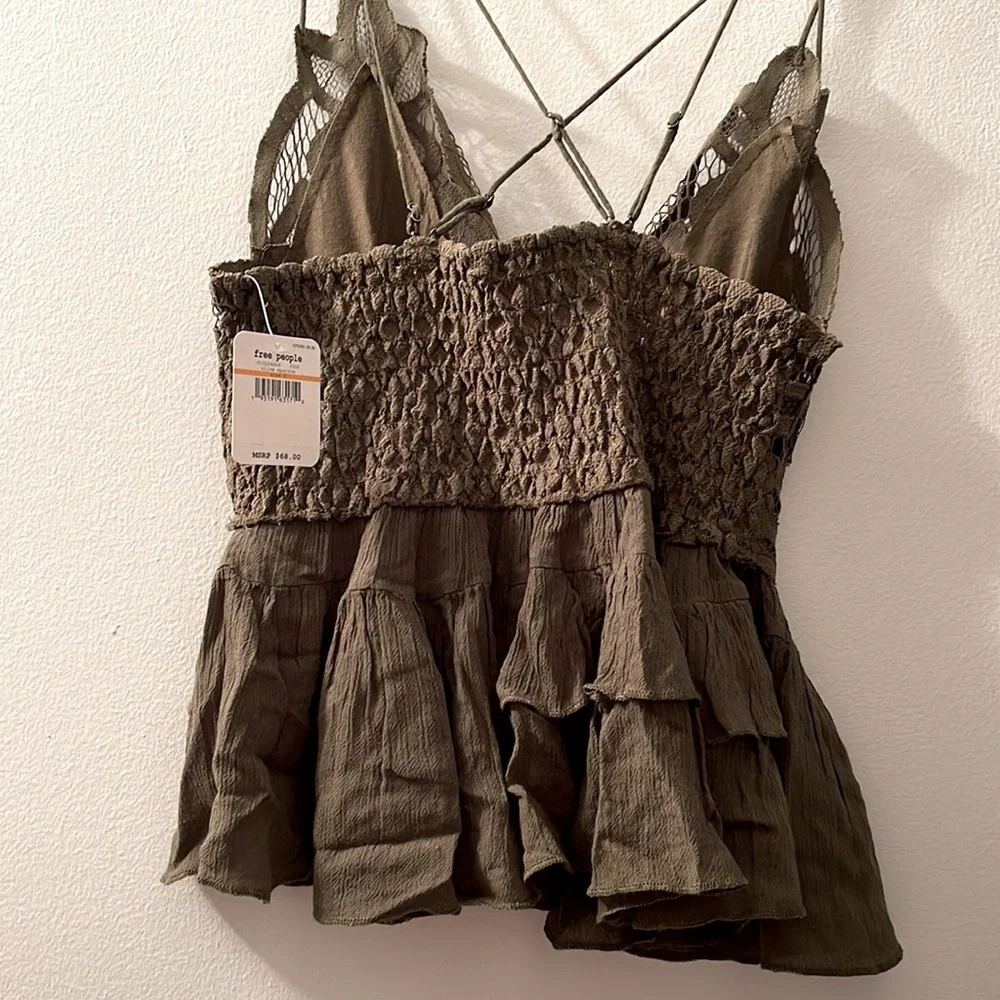 NWT Free People Adela Cami Olive Green